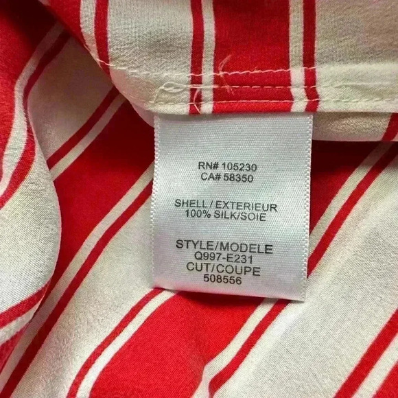 EQUIPMENT Red Striped Slim Signature Silk Button Down Long Sleeve Shirt M - Picture 7 of 8